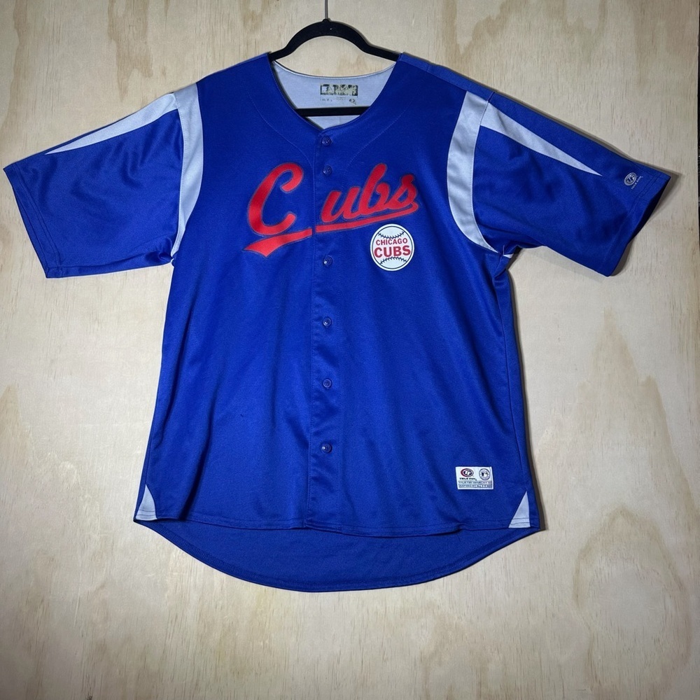 Chicago Cubs True Fan Spellout Jersey Men's XL Blue And Red‎ Short Sleeve